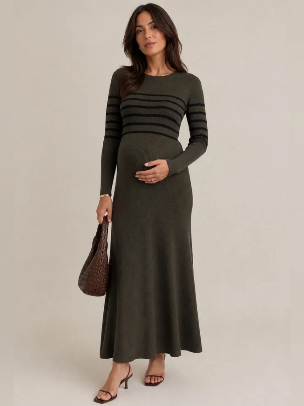 Hatch maternity dark green maxi dress